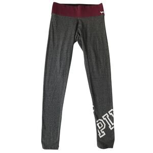 Victoria's Secret PINK Women Activewear Pants XS Gray PINK Logo Yoga Legging 27”